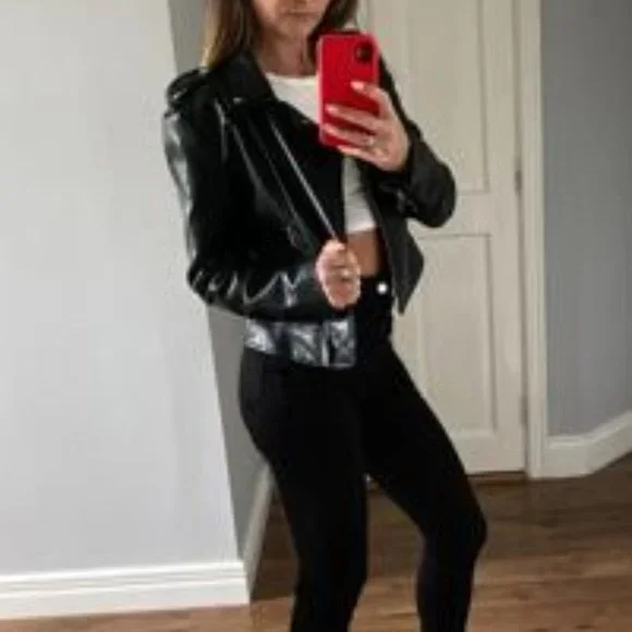 Modern Faux Leather Jacket - black - Picture 11 of 14